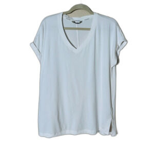 Banana Republic Ivory Roll Sleeve Tee Tunic Large Modal